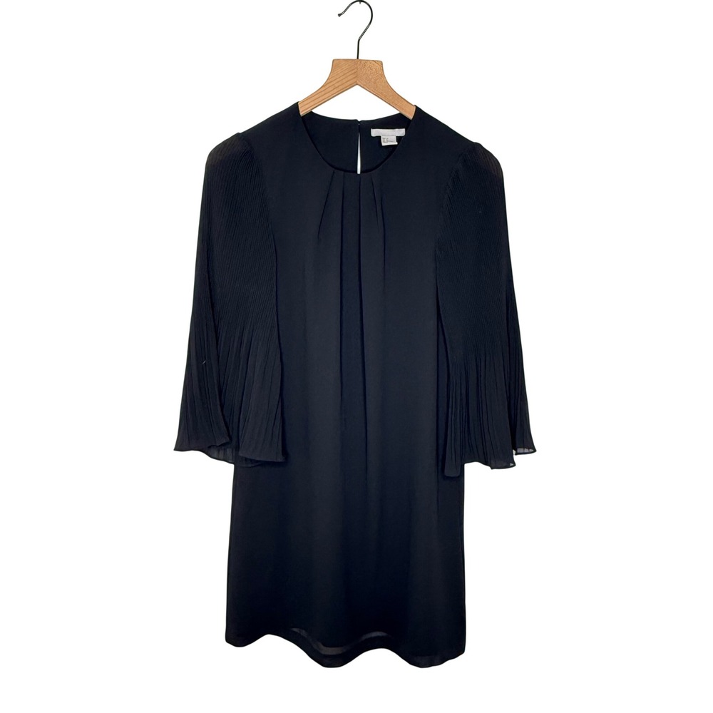 H&M Bell Sleeve Dress 0 Black Shift Chiffon Cocktail LBD Autumn wedding guest